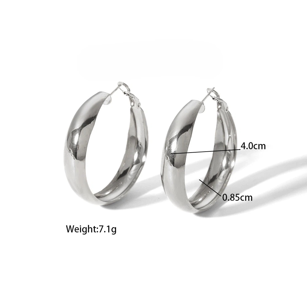 Fashion New Arcuate Round Earrings Minimalist Hoops Stainless Steel Ear Jewelry Wholesale Geometric