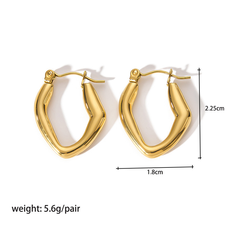 18K Gold-Plated Stainless Steel Circle Earrings for Women - Fashionable Stainless Steel Daily Wear Earrings