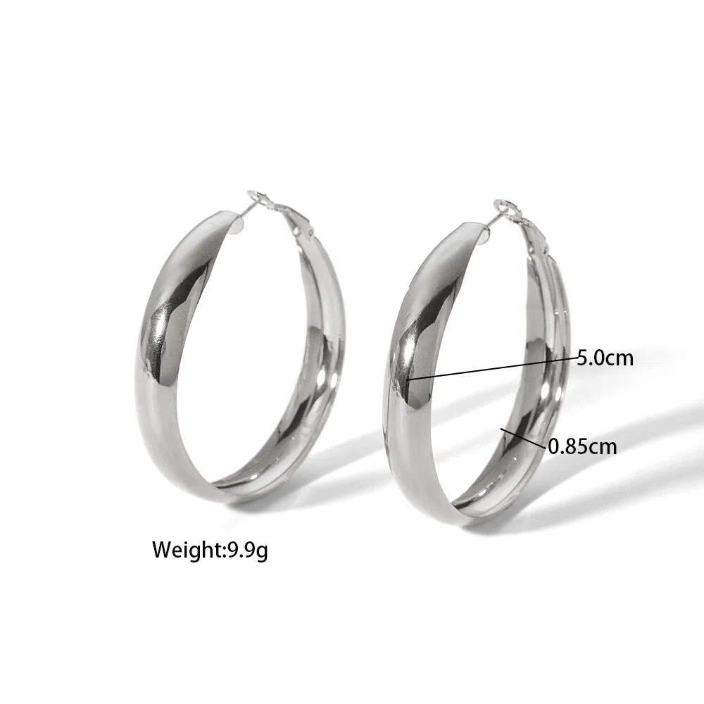 Fashion New Arcuate Round Earrings Minimalist Hoops Stainless Steel Ear Jewelry Wholesale Geometric