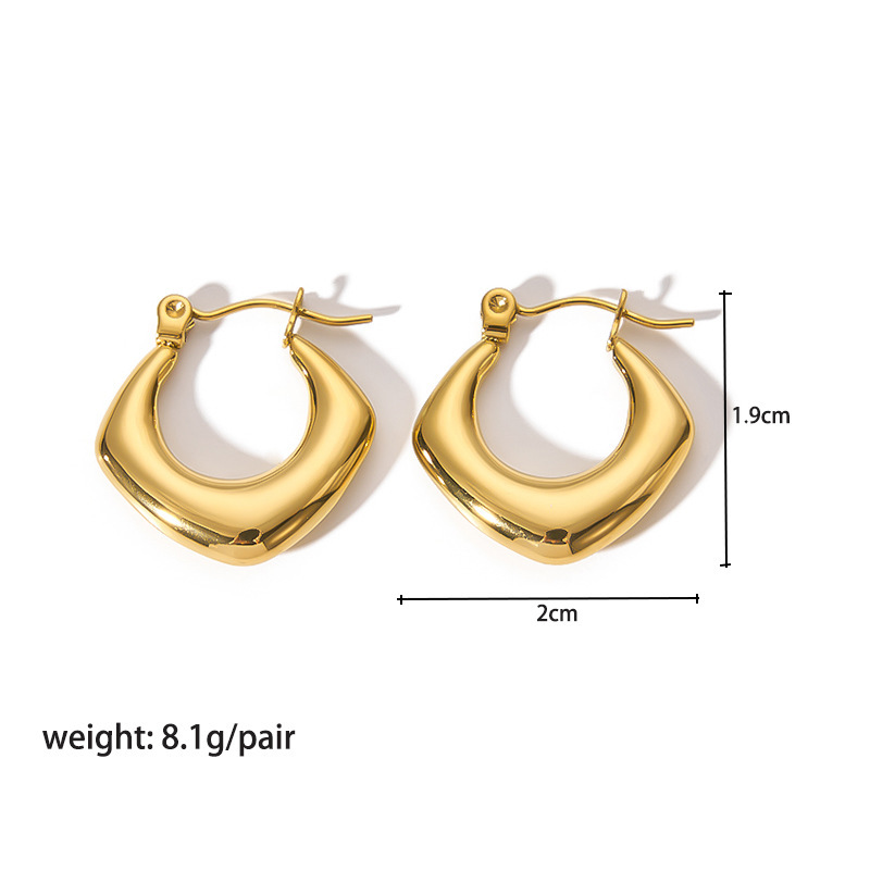 18K Gold-Plated Stainless Steel Circle Earrings for Women - Fashionable Stainless Steel Daily Wear Earrings