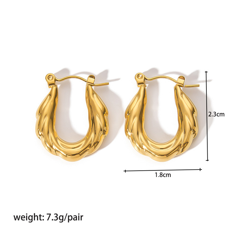 18K Gold-Plated Stainless Steel Circle Earrings for Women - Fashionable Stainless Steel Daily Wear Earrings