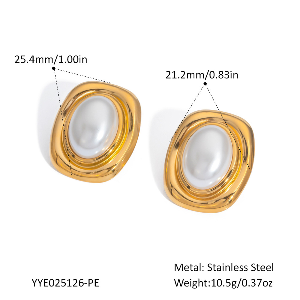 Vintage Natural Stone Inlaid Stainless Steel Stud Earrings, Fade-Resistant & Hypoallergenic for Women Daily Wear