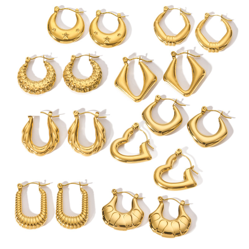 18K Gold-Plated Stainless Steel Circle Earrings for Women - Fashionable Stainless Steel Daily Wear Earrings