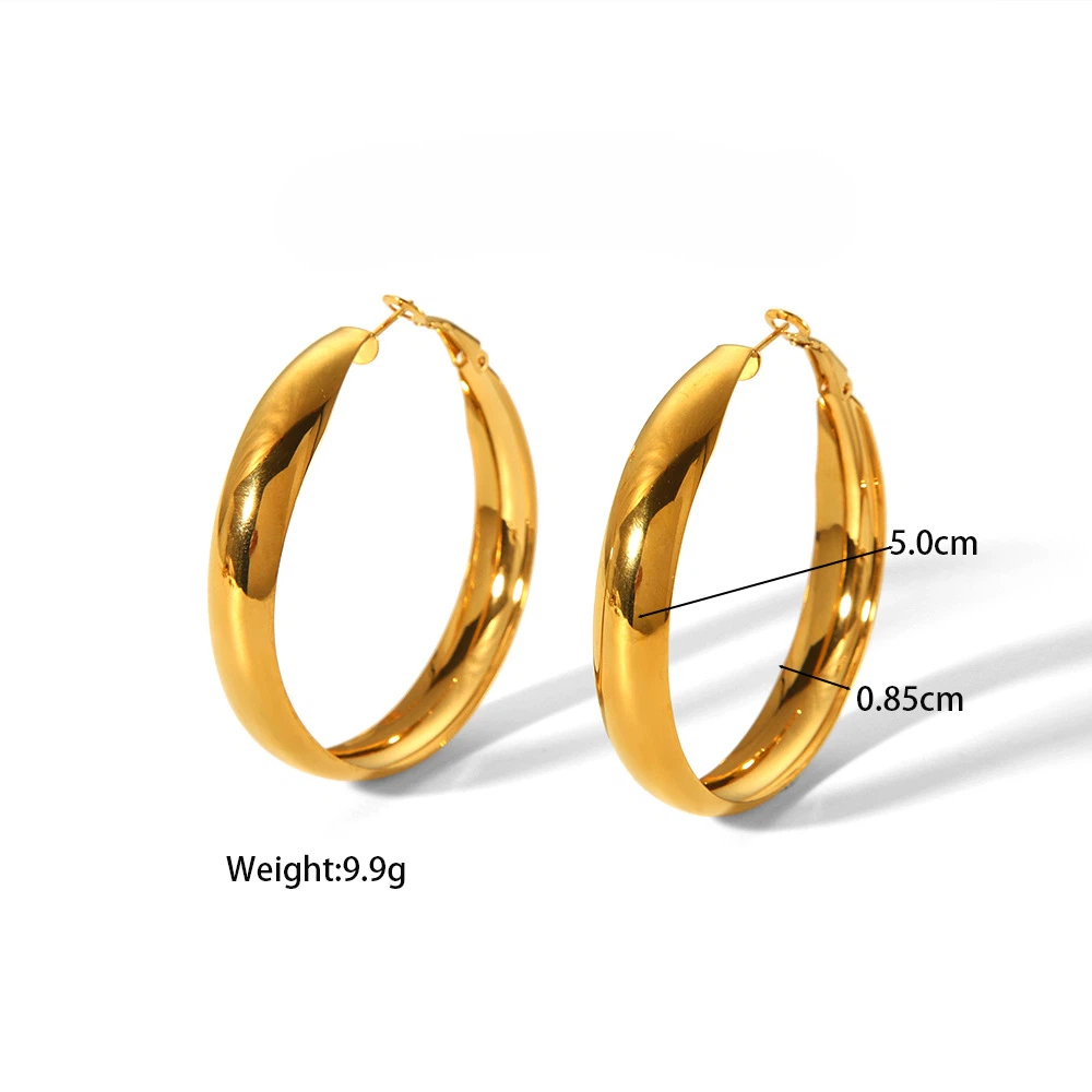 Fashion New Arcuate Round Earrings Minimalist Hoops Stainless Steel Ear Jewelry Wholesale Geometric