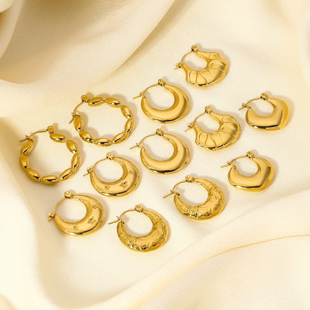 18K Gold-Plated Stainless Steel Circle Earrings for Women - Fashionable Stainless Steel Daily Wear Earrings