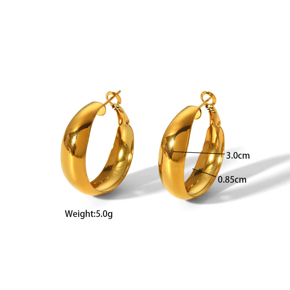 Fashion New Arcuate Round Earrings Minimalist Hoops Stainless Steel Ear Jewelry Wholesale Geometric