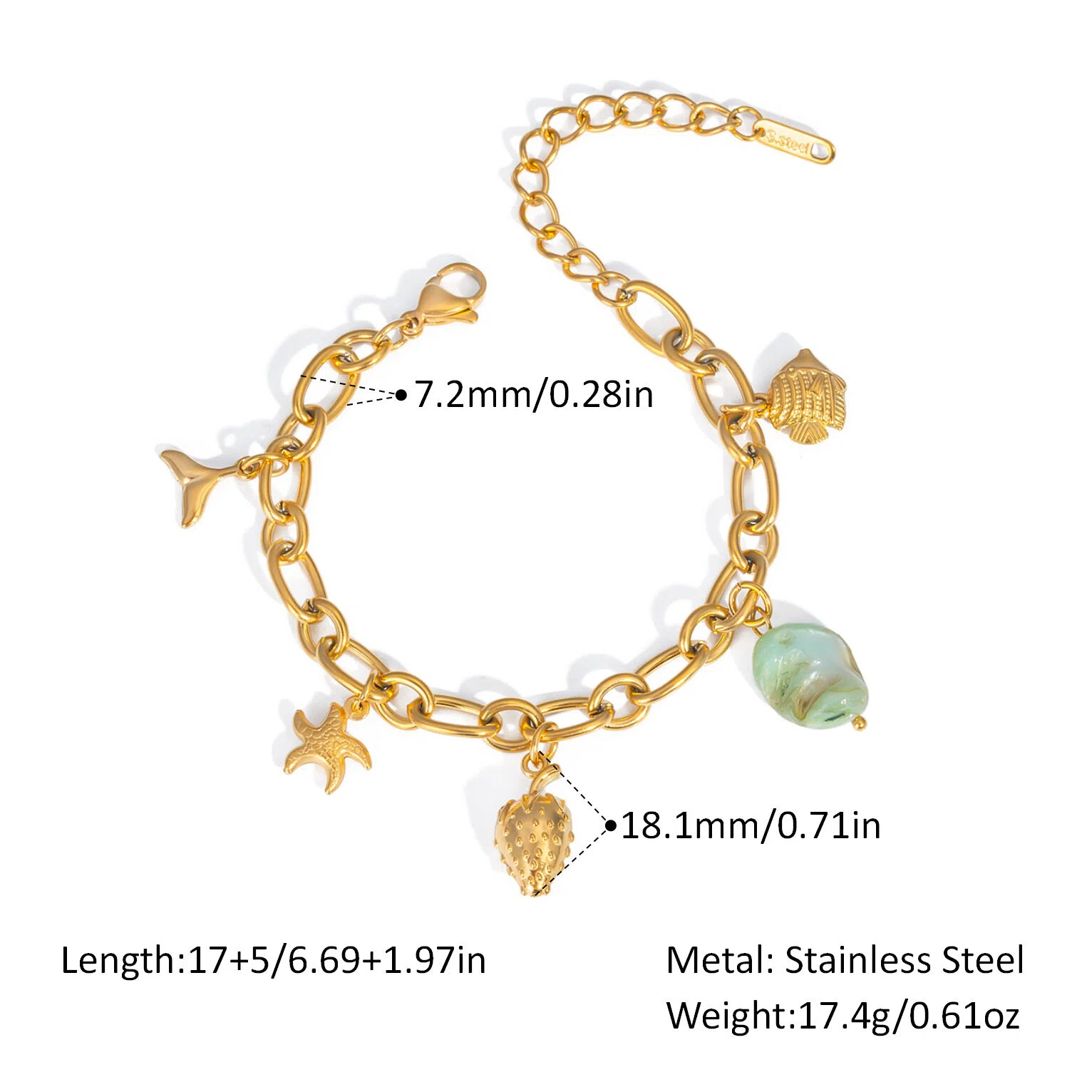 Ocean-Style Stainless Steel Bracelet for Women - Fashionable Versatile Jewelry for Beach Vacation
