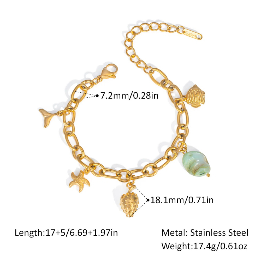 Ocean-Style Stainless Steel Bracelet for Women - Fashionable Versatile Jewelry for Beach Vacation
