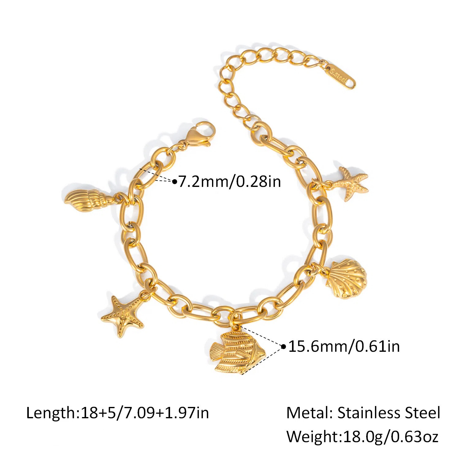 Ocean-Style Stainless Steel Bracelet for Women - Fashionable Versatile Jewelry for Beach Vacation