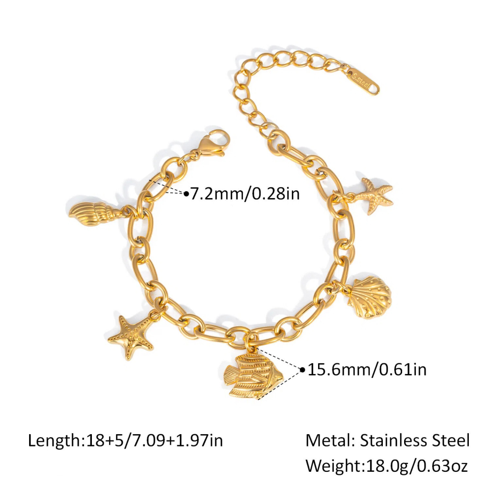 Ocean-Style Stainless Steel Bracelet for Women - Fashionable Versatile Jewelry for Beach Vacation