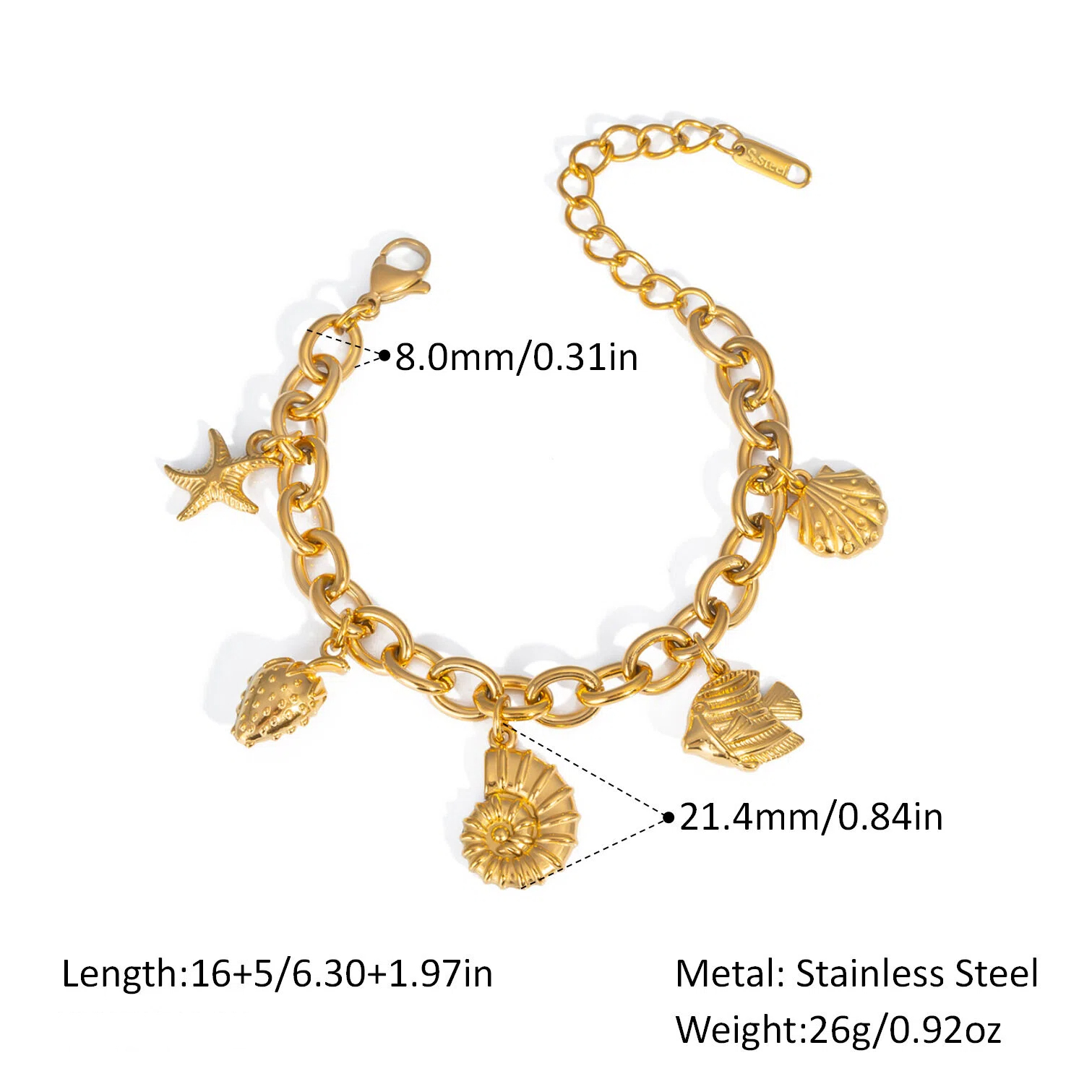 Ocean-Style Stainless Steel Bracelet for Women - Fashionable Versatile Jewelry for Beach Vacation