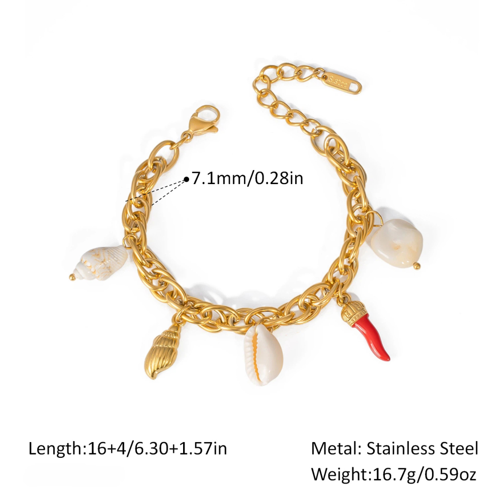 Ocean-Style Stainless Steel Bracelet for Women - Fashionable Versatile Jewelry for Beach Vacation