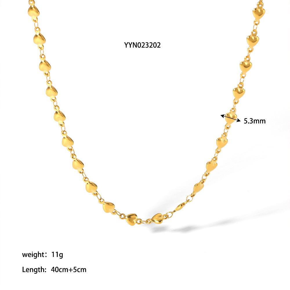 Heart Clavicle Chain Stainless Steel Necklace Bracelet 18K Gold Plated Jewelry Wholesale Fade-Resistant