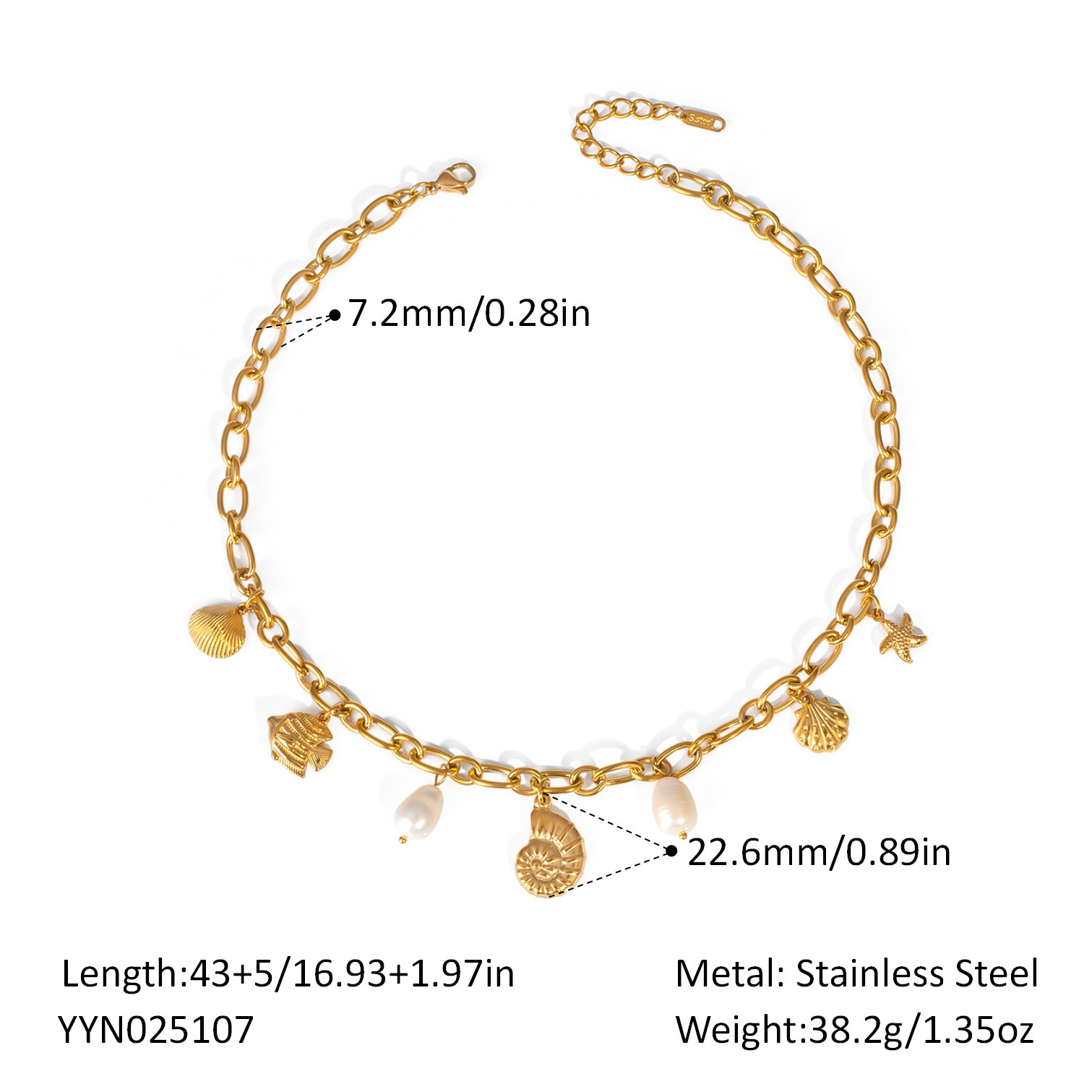 Ocean - Pendant Pearl & Seashell Necklaces Stainless Steel Jewelry Trendy Accessories for Beach Vacations