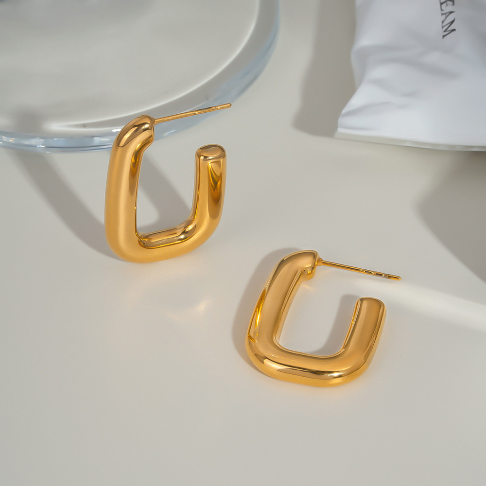 Classic U-shaped Stud Earrings Stylish Retro & Minimalist Jewelry Stainless Steel Accessories