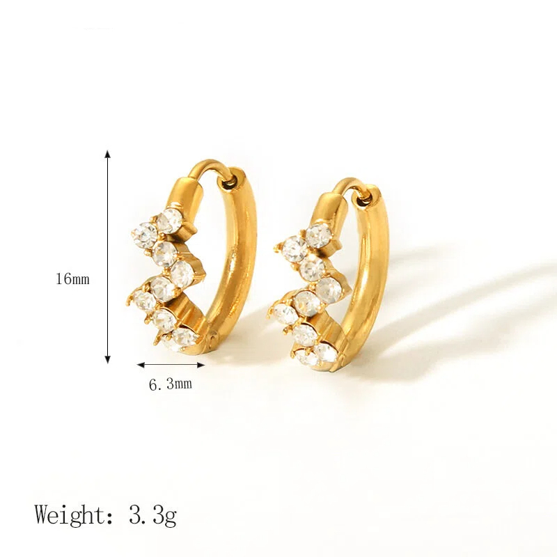 Stainless Steel Zircon Hoop Earrings for Women 18K Gold-Plated Jewelry Wholesale