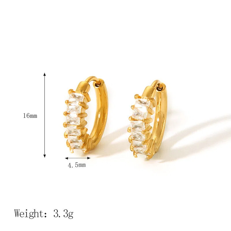 Stainless Steel Zircon Hoop Earrings for Women 18K Gold-Plated Jewelry Wholesale