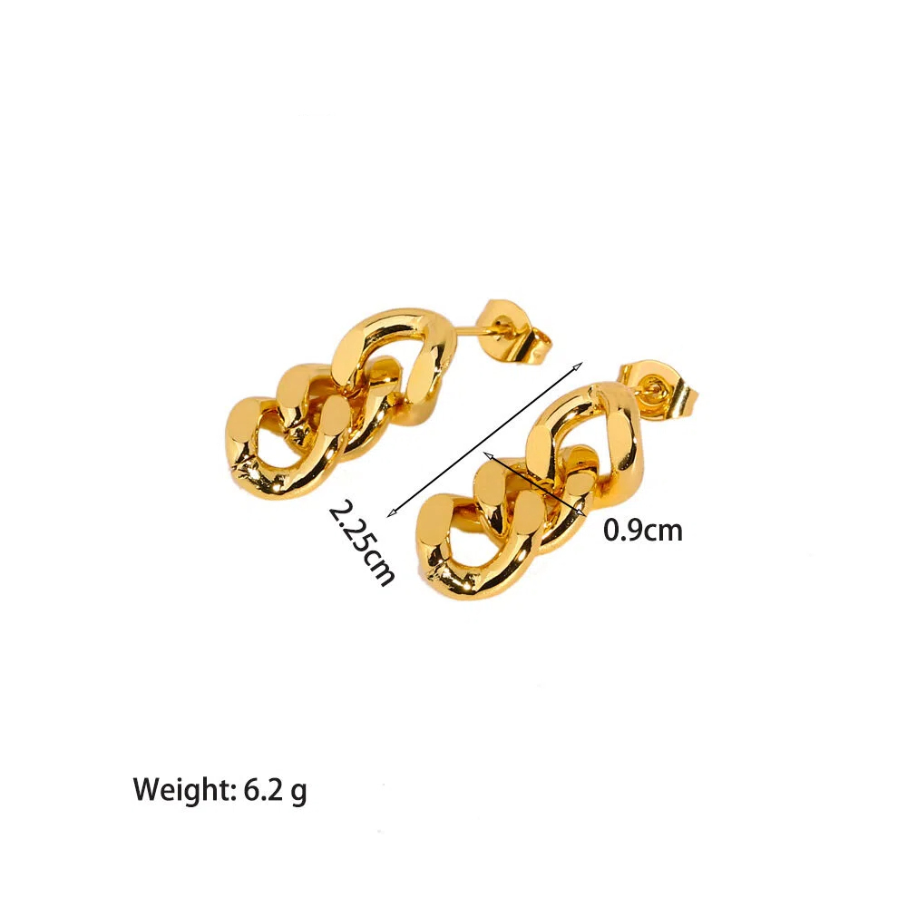 Cuban Link Chain Earrings,  Stainless Steel High-end Natural Freshwater Pearl Dangles 18K Gold-plated Jewelry