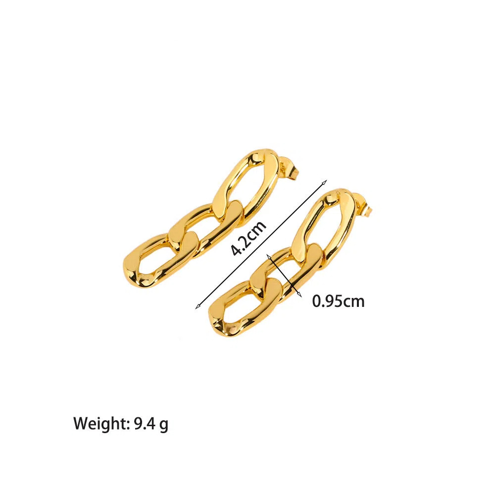 Cuban Link Chain Earrings,  Stainless Steel High-end Natural Freshwater Pearl Dangles 18K Gold-plated Jewelry