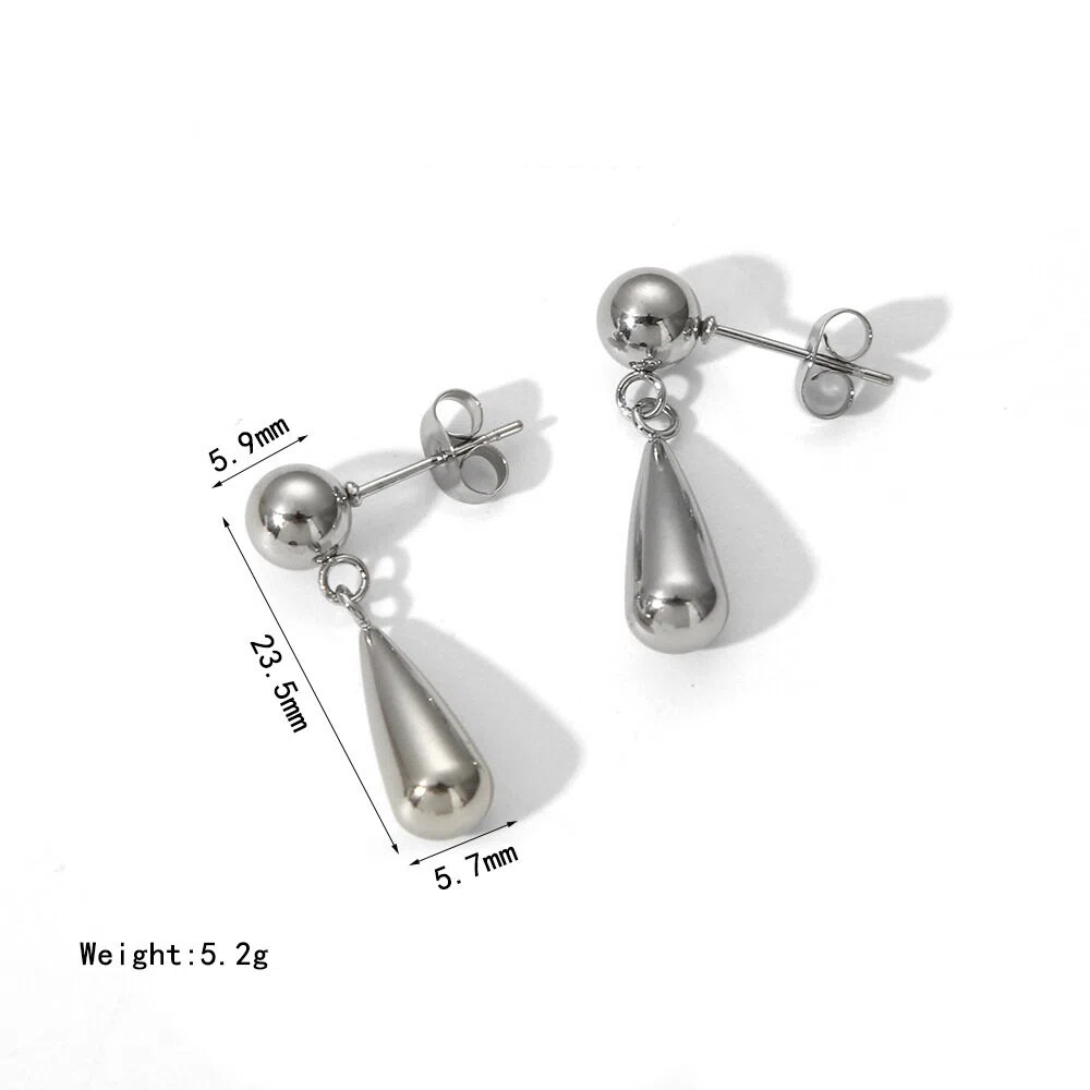 Stainless Steel Water Drop Stud Earrings for Women, 18K Real Gold Plated Dangle Earrings Jewelry Wholesale