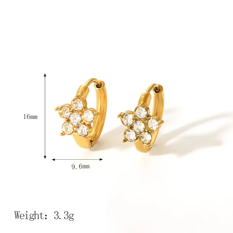 Stainless Steel Zircon Hoop Earrings for Women 18K Gold-Plated Jewelry Wholesale
