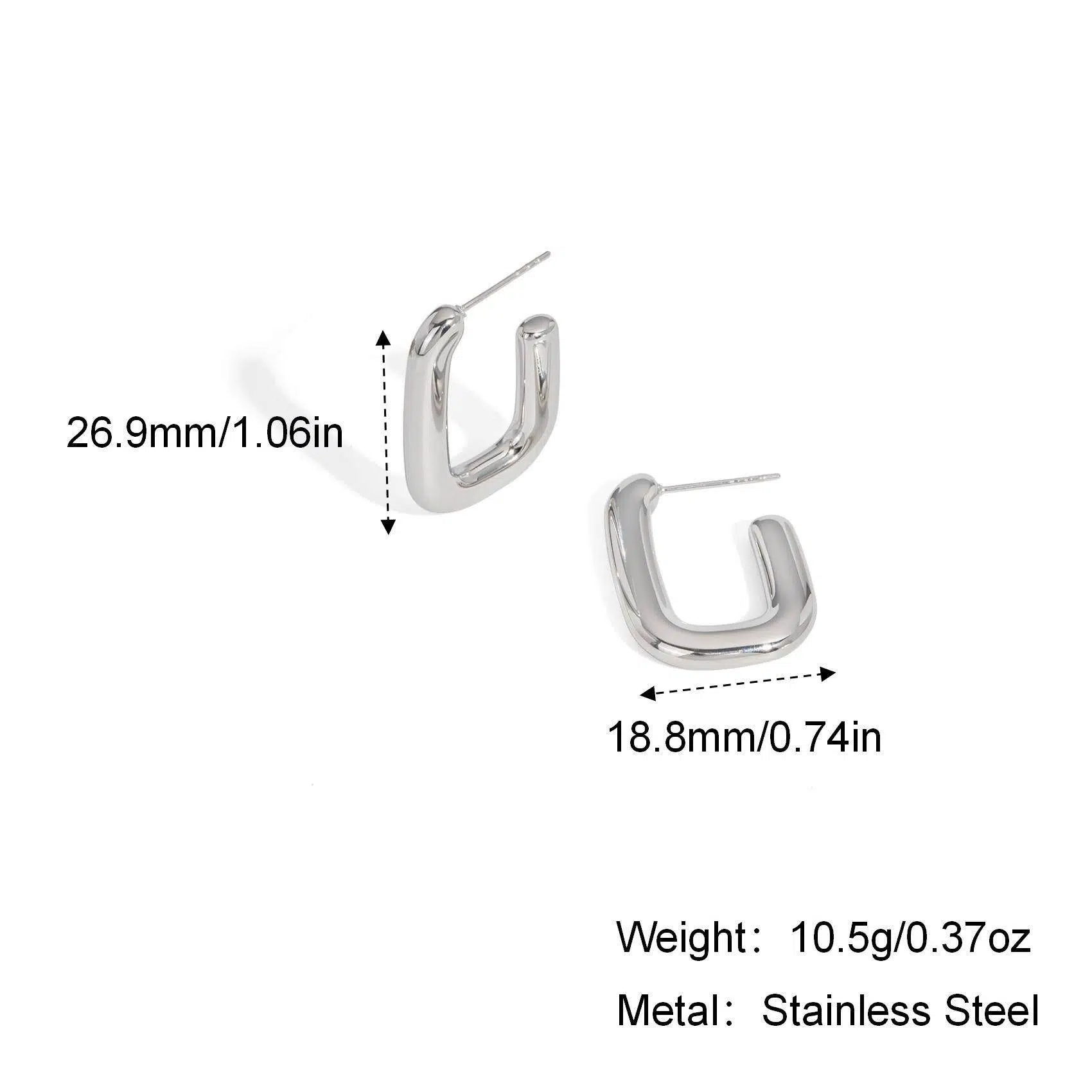 Classic U-shaped Stud Earrings Stylish Retro & Minimalist Jewelry Stainless Steel Accessories