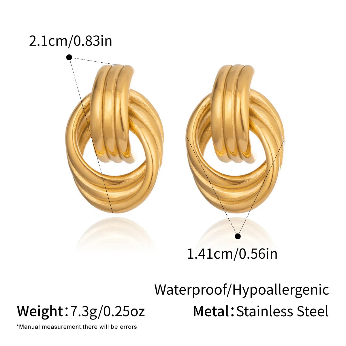Geometric Line Hoop Stud Earrings - Daily Wear Stainless Steel Jewelry for Women