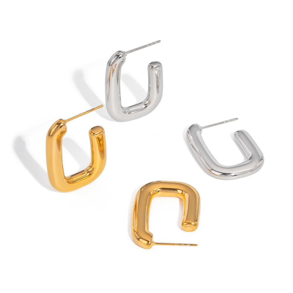 Classic U-shaped Stud Earrings Stylish Retro & Minimalist Jewelry Stainless Steel Accessories
