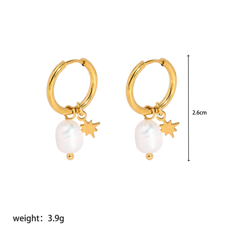 Natural Freshwater Pearl Earrings for Women Elegant & Versatile Star Pendant Stainless Steel Jewelry