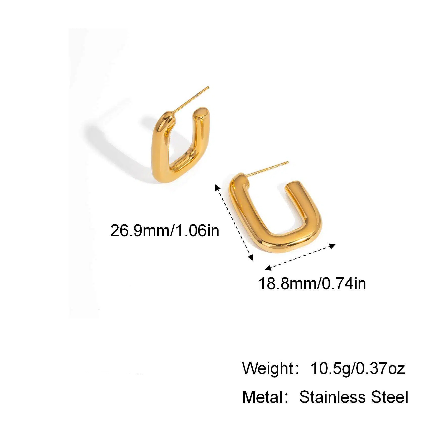 Classic U-shaped Stud Earrings Stylish Retro & Minimalist Jewelry Stainless Steel Accessories