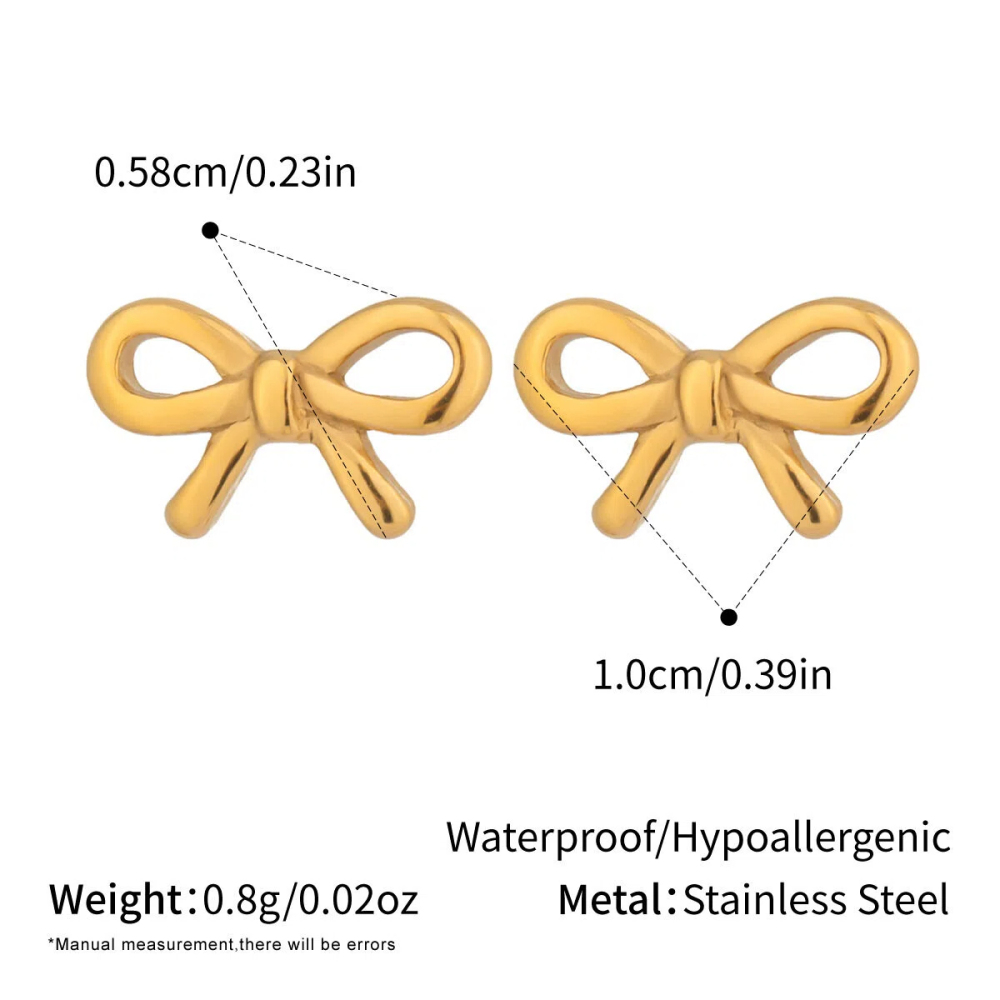 Minimalist Bow Stud Earrings - Women's Classic Stainless Steel Jewelry