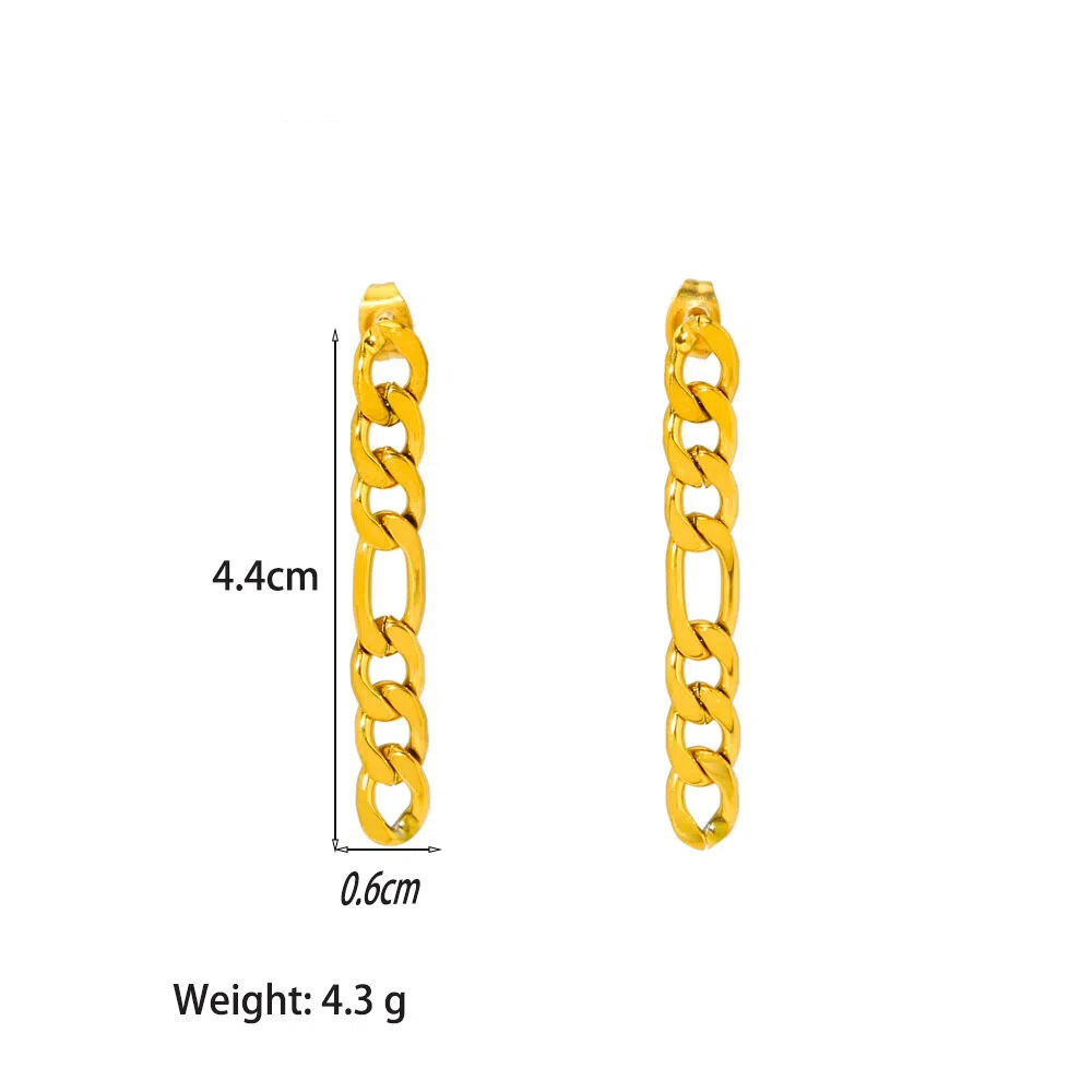 Cuban Link Chain Earrings,  Stainless Steel High-end Natural Freshwater Pearl Dangles 18K Gold-plated Jewelry