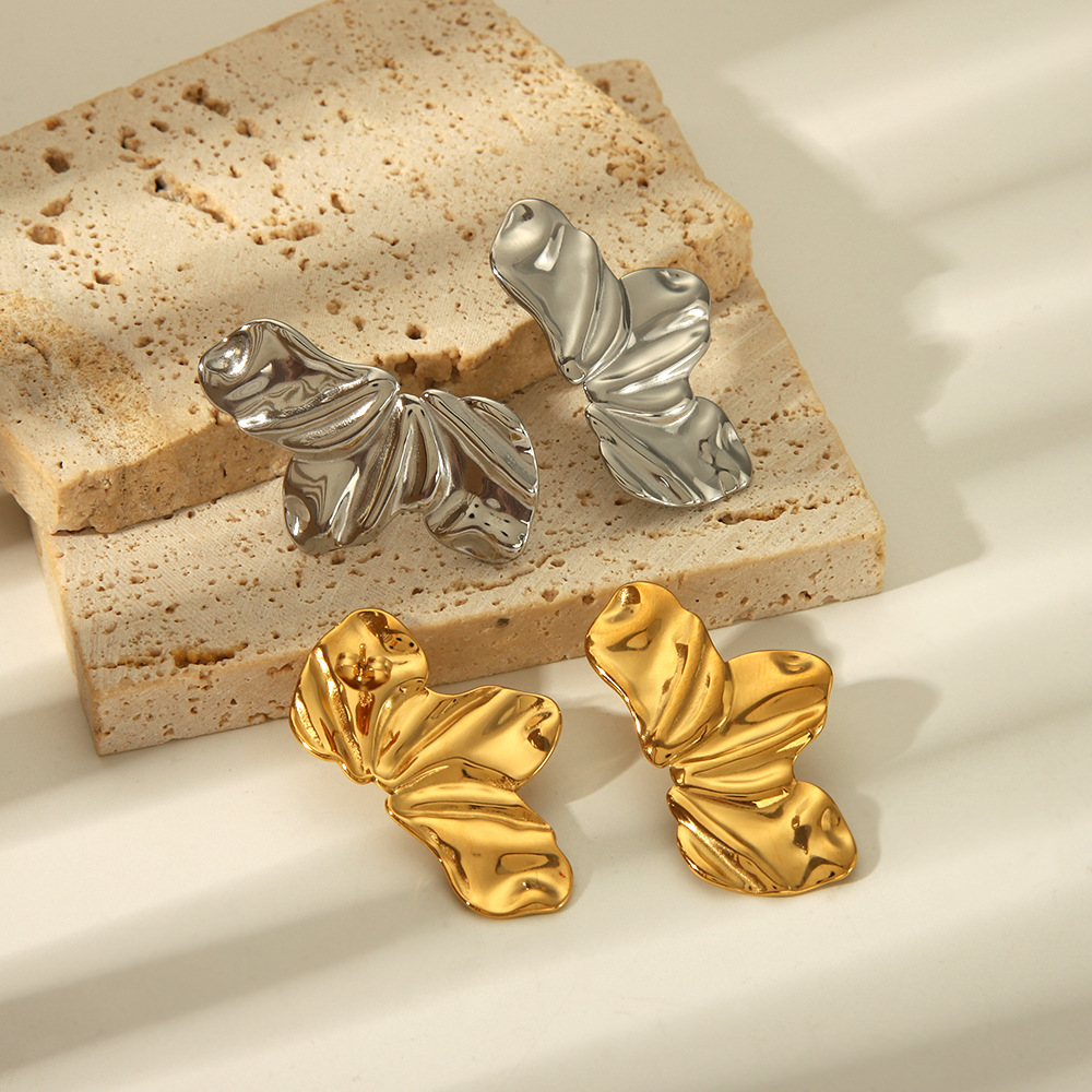 Stainless Steel Butterfly Earrings Summer Beach Style Stainless Steel Studs Fade-Resistant Jewelry for Women