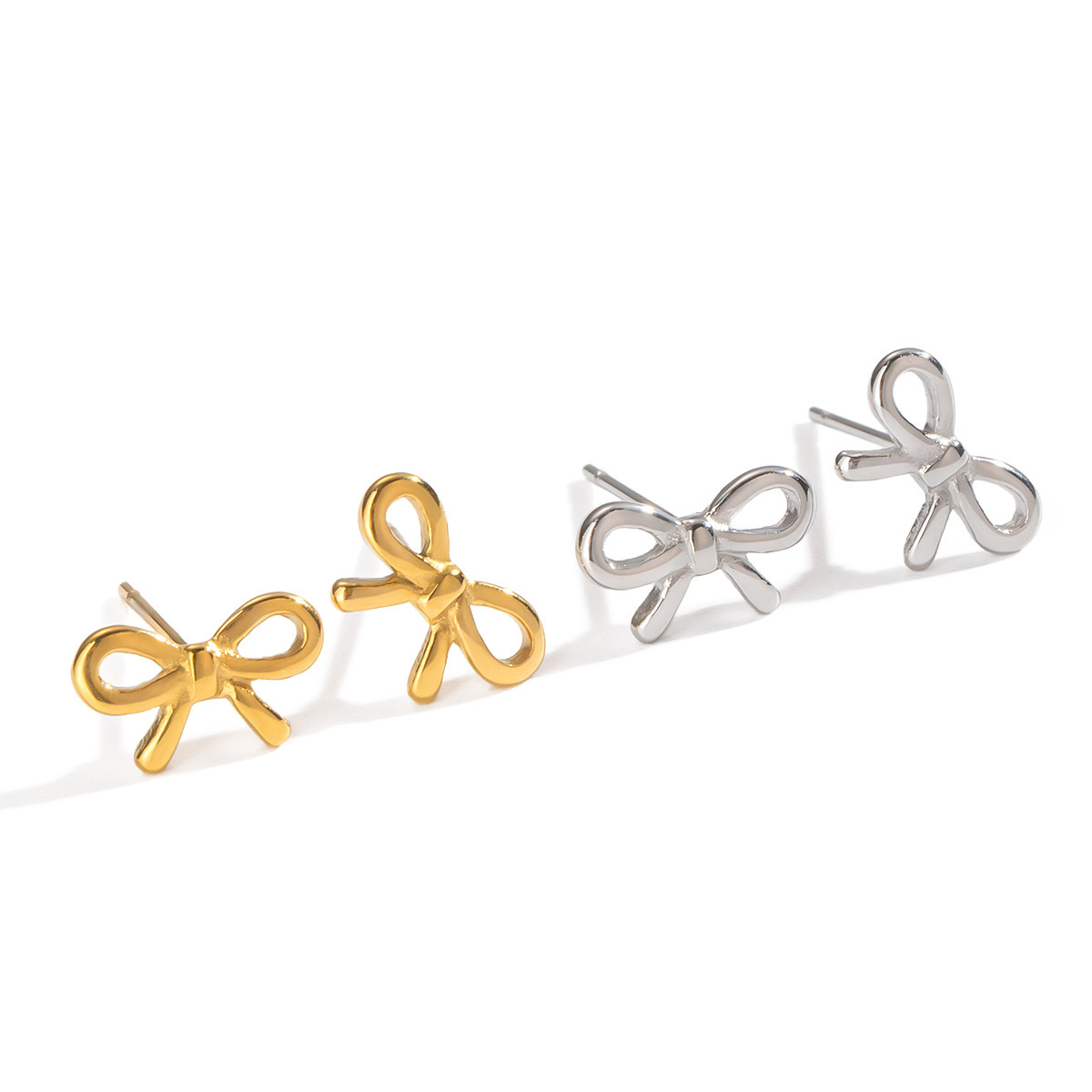 Minimalist Bow Stud Earrings - Women's Classic Stainless Steel Jewelry