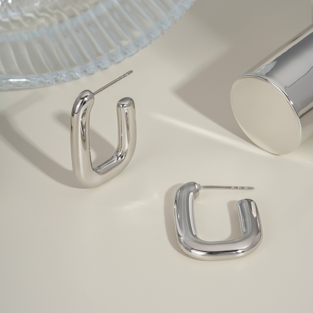 Classic U-shaped Stud Earrings Stylish Retro & Minimalist Jewelry Stainless Steel Accessories