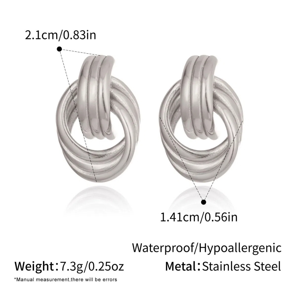 Geometric Line Hoop Stud Earrings - Daily Wear Stainless Steel Jewelry for Women