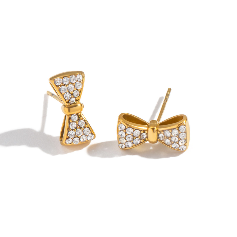 Stainless Steel Bow Earrings - Daily Wear, Delicate & Sweet, Fade-Resistant Jewelry Accessories