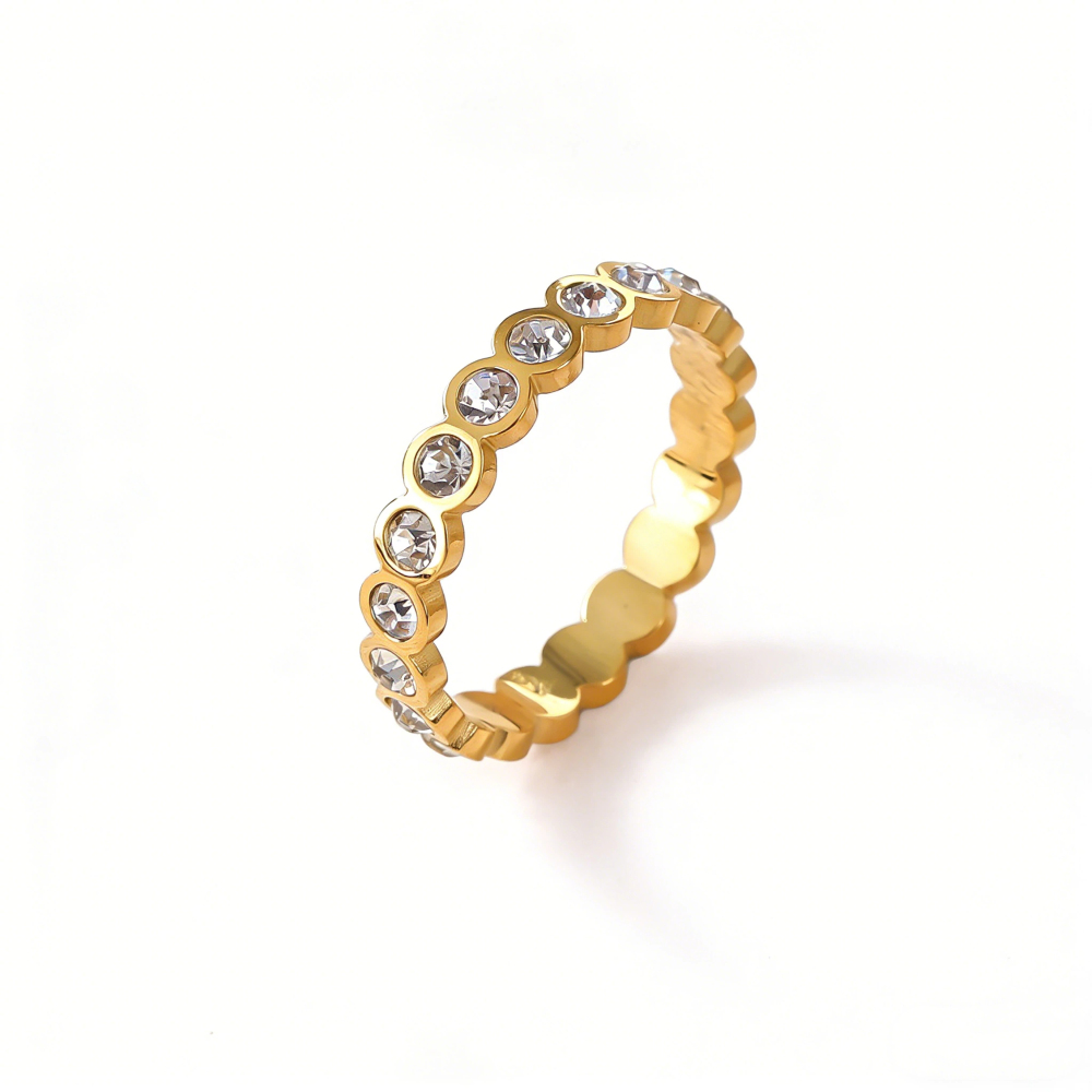 Minimalist Round Women’s Ring Stainless Steel Gold Plated Fashionable Rings