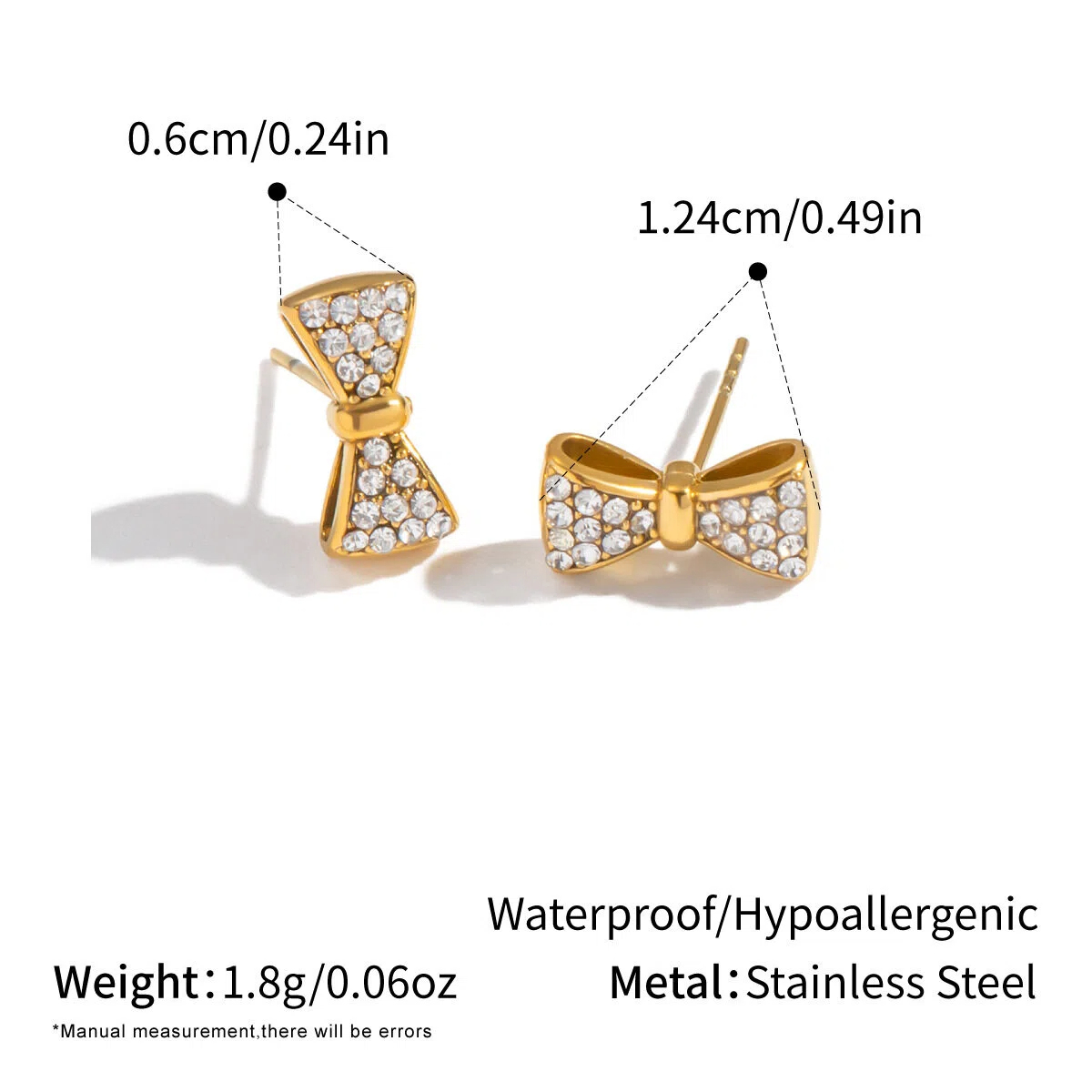 Stainless Steel Bow Earrings - Daily Wear, Delicate & Sweet, Fade-Resistant Jewelry Accessories