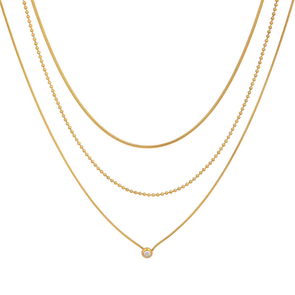 Wholesale Fashion Stainless Steel 3-Layer Necklaces Bulk Accessories Supply