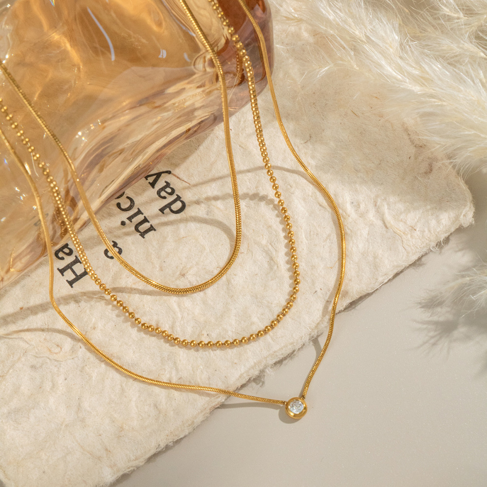 Wholesale Fashion Stainless Steel 3-Layer Necklaces Bulk Accessories Supply