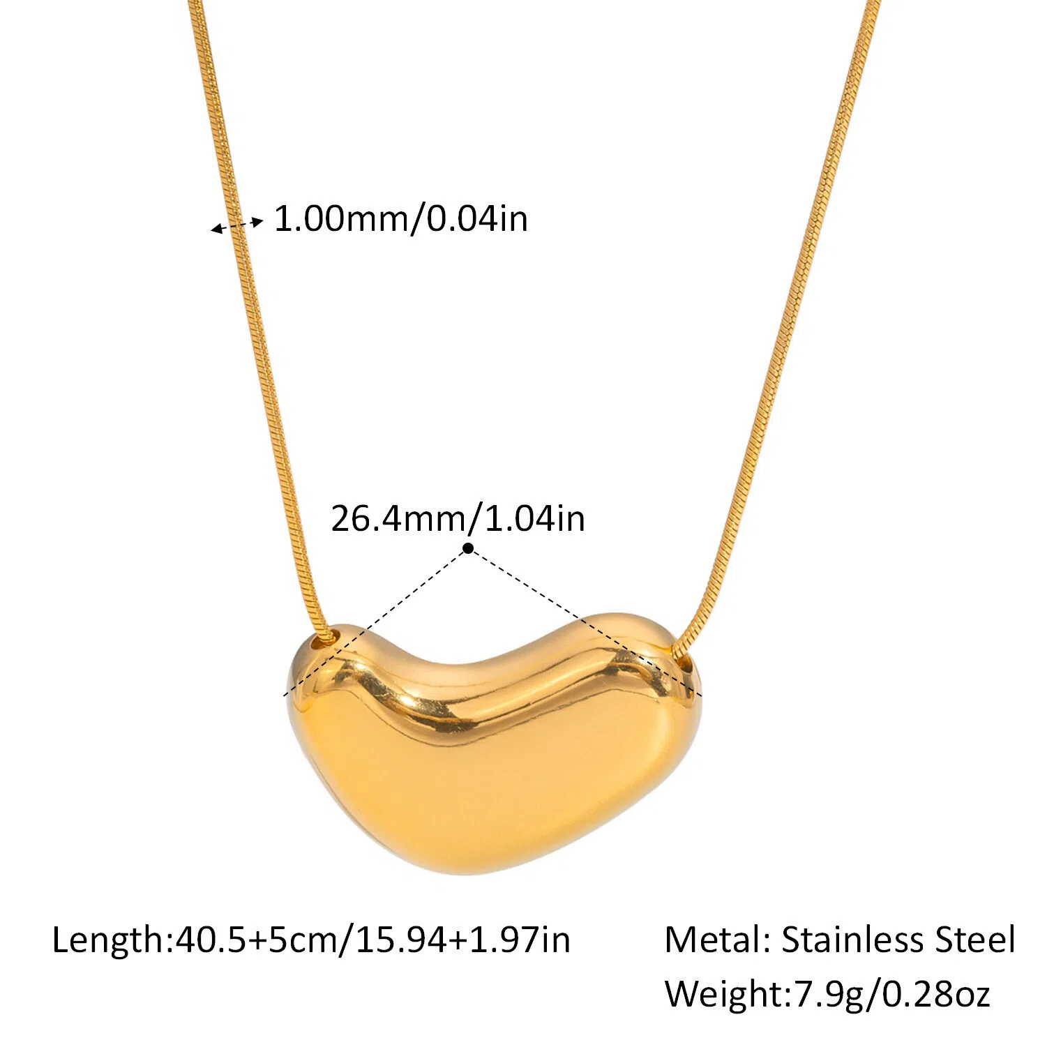 18K Gold Plated Stainless Steel Snake Bone Chain Necklace  Women’s Titanium Steel Pendant Jewelry