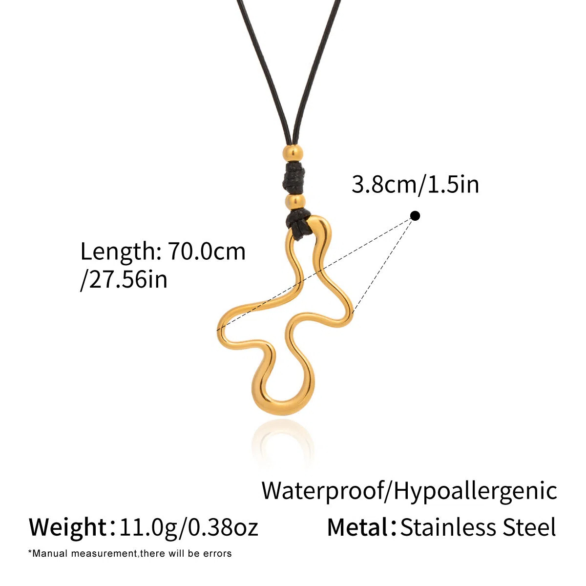 Irregular Pendant Leather Cord Stainless Steel 18K Gold Necklace for Women