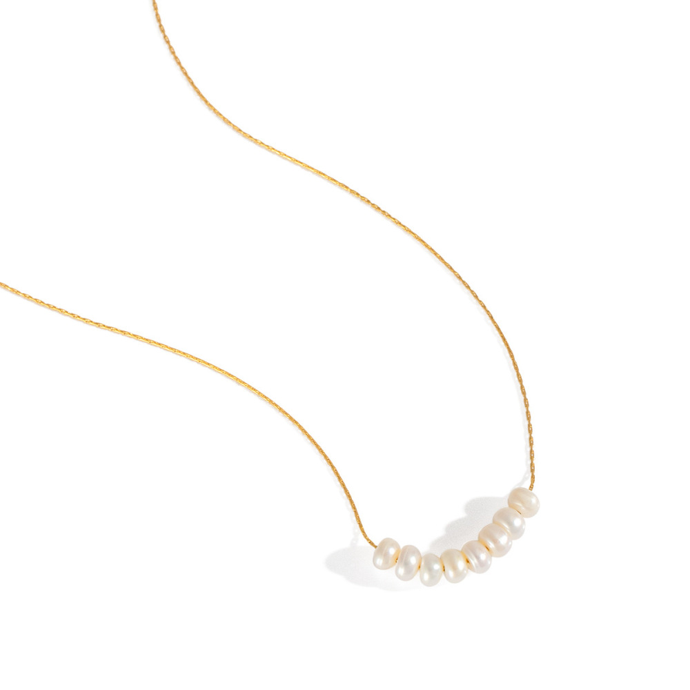 Natural Pearl Choker Necklace - Stainless Steel, Fade-Resistant, Waterproof, Wholesale Available