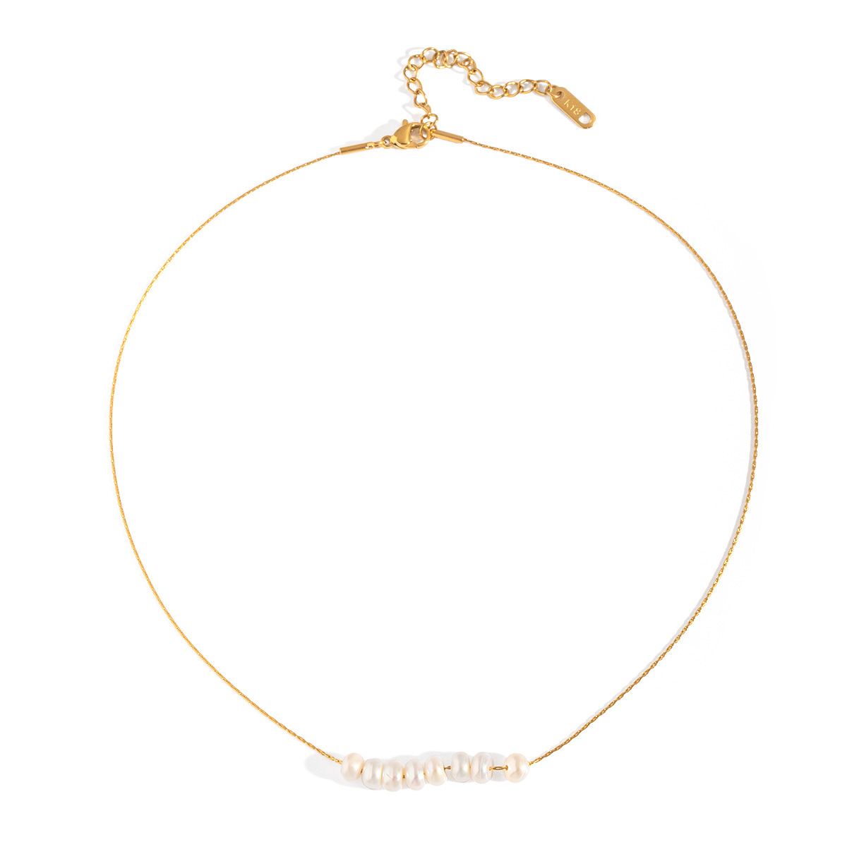 Natural Pearl Choker Necklace - Stainless Steel, Fade-Resistant, Waterproof, Wholesale Available