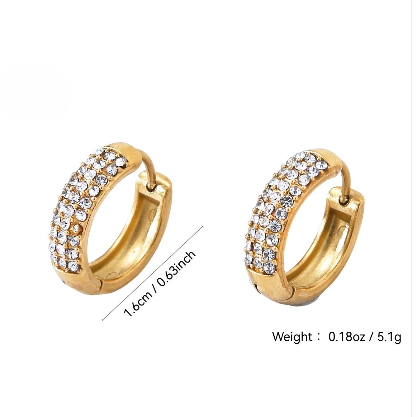 Hot sale stainless steel earrings hoop 18K gold for women