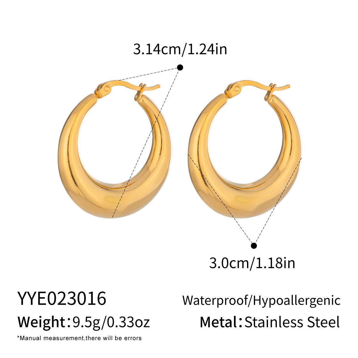 Stainless steel earrings for women PVD 18K gold