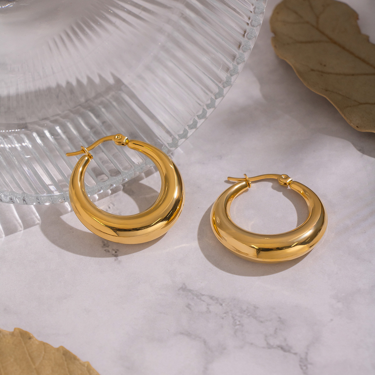 Stainless steel earrings for women PVD 18K gold