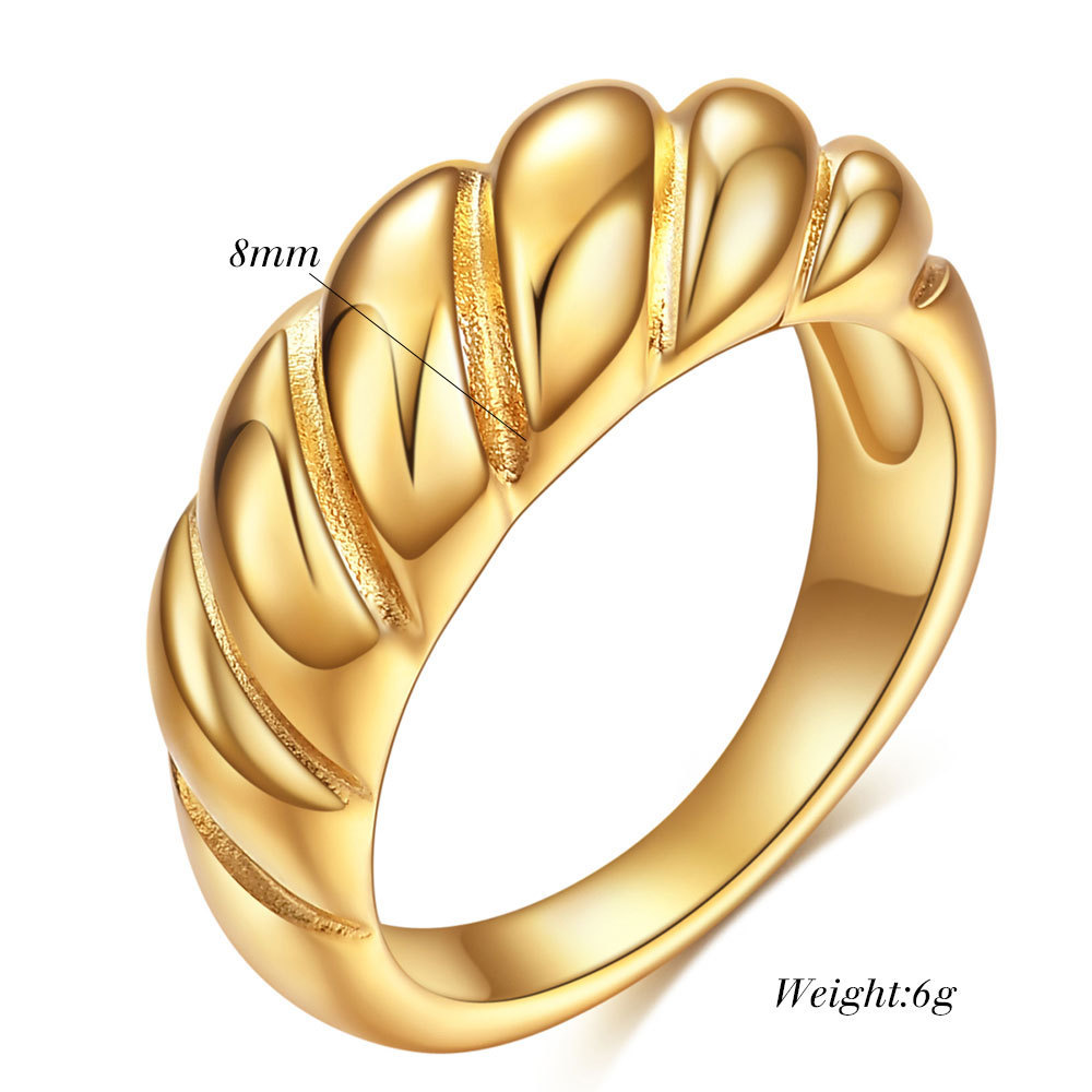 8MM Minimalist Stainless Steel Twist Bread Ring for Women Wholesale