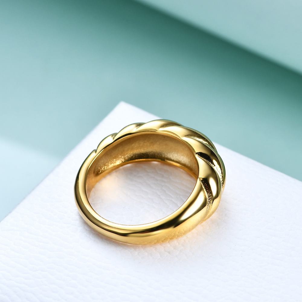 8MM Minimalist Stainless Steel Twist Bread Ring for Women Wholesale